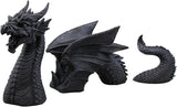 Ebros Swimming Castle Moat Mordor Dragon Lawn Garden Centerpiece Statue 3 Piece 21" Total Length Faux Stone Resin Finish Dungeons and Dragons Decor Figurine