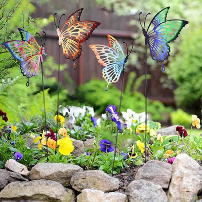 Butterfly Garden Stakes Decor Metal Yard Art Butterfly for Women Mom Ornaments Outdoor Decorative Patio Lawn Decor 4 Pack 24.8Inch (Colorful)