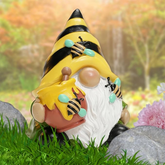 Spoontiques - Decorative Garden Statue - Colorful Home Décor for Indoor or Outdoor Use - Patio Decoration - Garden Accessory - Bee Gnome Garden Statue (15072)