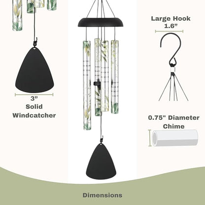 Carson 21" Memorial Windchime 'Amazing Grace How Sweet The Sound' Hymn - Wind Chime Funeral Gift for Loss of Loved One - Indoor Outdoor Decor - Garden Patio Porch Windchimes Wind Spinner