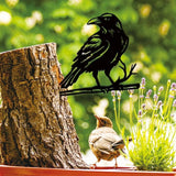 SUPERDANT Raven Metal Garden Decor Outdoor Crow Black Silhouette Yard Art Raven Decorative Garden Stakes Crow Lawn Ornaments Yard Stakes Metal Wall Art for Lawn Patio