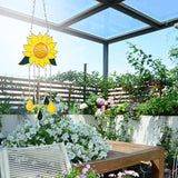 Sunflower Wind Chimes Ornaments, Small Beautiful Stained Glass Window Hanging Panel Decoration with Chain for Home Panel Patio Porch Garden Backyard Decor Gift(Size:30 x 8 cm)
