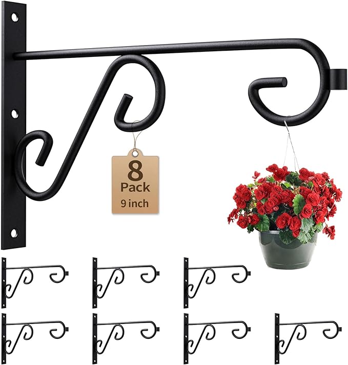 9Inch Plant Hanger Bulk 8Pack Metal Wall Hook,Anti-Rust Indoor Outdoor Wall Hangers for Bird Feeders, Planters, Lanterns, Wind Chimes,Doorplate