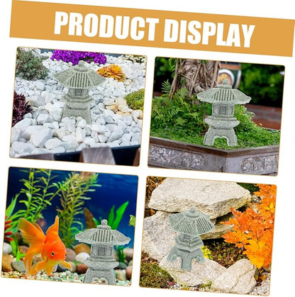 Yardwe 8pcs Miniature Sandstone Pagoda Statues Zen Style Lantern Sculptures for Garden Decoration Outdoor Bonsai Landscape for Home Aquarium