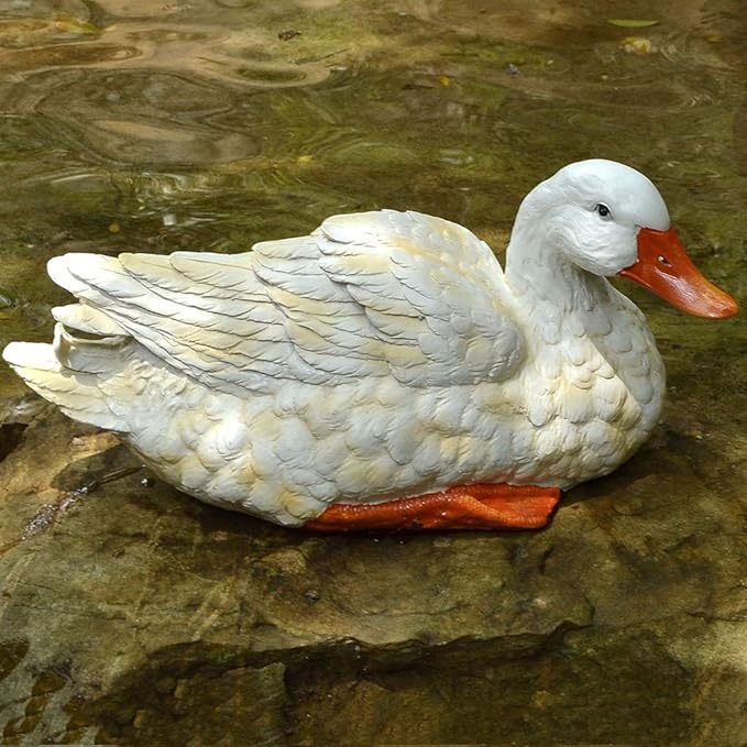 Garden Statues Outdoor Decor Balcony Figurine Outdoor Statues Outdoor Creative Duck Statue, Garden Lawn Floor Flower Stand Decoration, Garden Pond Animal Figurines, Unique Gift(38*18*18cm)