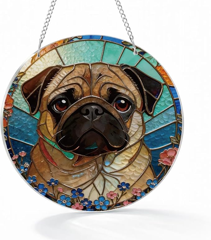 Dog Acrylic Suncatcher, Artistic Colorful Acrylic Suncatcher, Indoor Window Wall Art, Hand-Painted Sun Catcher Garden Hangings, Animal Lover Home Decor, Housewarming Gift, Dog Mom Gift