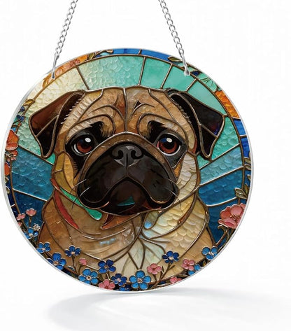 Dog Acrylic Suncatcher, Artistic Colorful Acrylic Suncatcher, Indoor Window Wall Art, Hand-Painted Sun Catcher Garden Hangings, Animal Lover Home Decor, Housewarming Gift, Dog Mom Gift