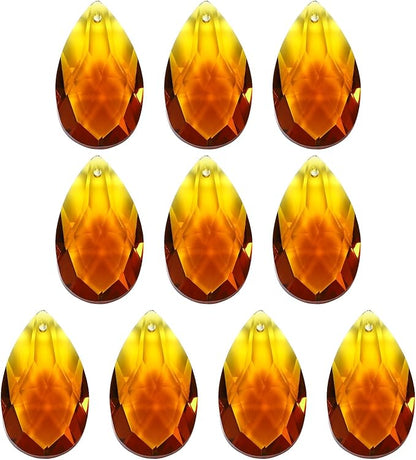 PATIKIL K9 Crystal Pendants Teardrop Beads, 10 Pack 38mm Chandelier Prisms DIY Amber
