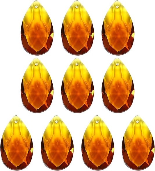 PATIKIL K9 Crystal Pendants Teardrop Beads, 10 Pack 38mm Chandelier Prisms DIY Amber