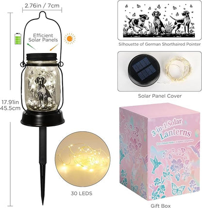 German Shorthaired Pointer Gifts for Women/Men, Pet Solar Lanterns German Shorthaired Pointer Lover Lantern Pet Loss Dog Memorial Lights Solar Garden Decoration for Yard,Patio,Torches Light Home Decor