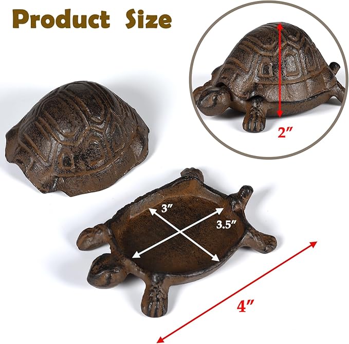 Key Hider Outdoor Turtle - Cast Iron Turtle Hidden Key Holder for Outside, Yard and Decoration Garden, Hide A Key Outdoor