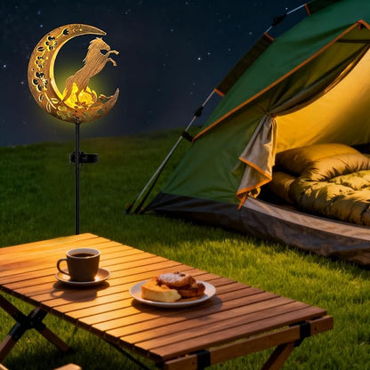 JOBOSI Solar Moon Horse Decorative Light Gift, Portable Decorative Ground Stake Light, Gifts for Women Grandmothers, Garden Lawn Decor Christmas & New Year Gift