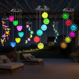 WENANA Ball Solar Wind Chimes Color Changing Lights Outdoor, Best Gifts for Mom Grandma Women Wife Aunt Daughter Sister, Unique Mobile Wind Chime, Gardening Yard Decorations