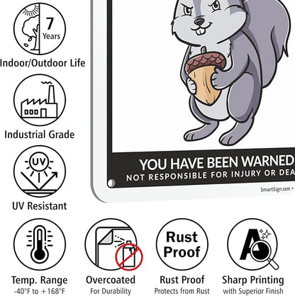 SmartSign Aluminum Squirrel Sign - 10"x7", 40 mil Laminated Rust-free - Humor Squirrel Themed Decorative Signage for Garden, Patio, Gifts - Made in USA