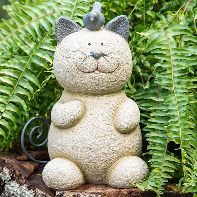 BRECK'S Whiskers The Cat Statue - Bring a Bit of Whimsy to Your Patio or Garden