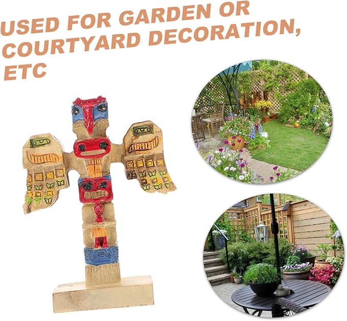 Handpainted Tribal Symbol Statue Resin Decor with Auspicious Design Unique Garden Ornament for Outdoor and Courtyard Artistic Retro Adornment Enhancing Garden Atmosphere