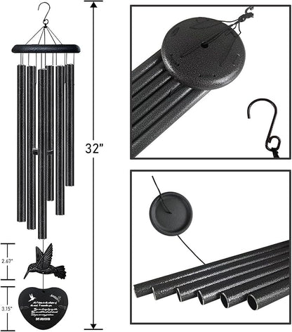 32-Inch Heartfelt Memorial Wind Chimes - Gently Soothing Sympathy Gifts for Loss of Loved One, Perfectly Serene Wind Chimes for Outside & Meaningful Memorial Gifts