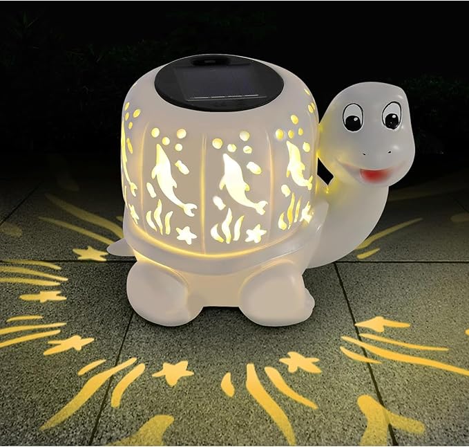 Solar Lantern Lights,Turtle & Dolphin Outdoor Lantern with LED Garden Light, Decorative Lanterns Table Lamp for Patio Yard Garden Decor Outside Clearance Gifts for Birthday Grandma