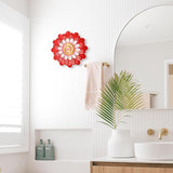 Metal Flowers Wall Decor Indoor Outdoor Metal Wall Art for Home Farmhouse Living Room Bedroom Bathroom Garden Decorations - Red