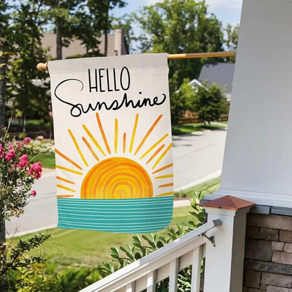 Hello Sunshine Summer House Flag 28 x 40 Vertical Double Sided Farmhouse Holiday Outside Decorations Burlap Yard Flag BW285-40