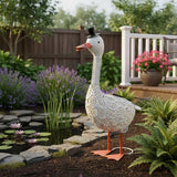 Porch Goose Garden Statue, Solar Metal Goose Yard Statue, 20 Inches High Geese Decoration, Garden Decor for Outside, Outdoor Goose Figurine for Patio, Porch, Yard, Lawn Ornament, Garden goose Gift