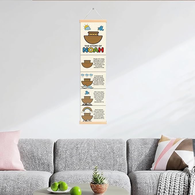 Noah's Ark Banner, Church Banner, Christian Rustic Hanging Door Flag, Farmhouse Decorations Outdoor Indoor, Church Activity Decor, Bible Lesson, Scripture and Words Decorations