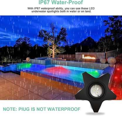 Submersible Pool Lights, Waterproof RGB LED Ground Light for Swimming Pool, Pond, Fountain, Aquarium, Low Voltage Remote Control Indoor/Outdoor/Underwater Decor Pond Lights (46ft)