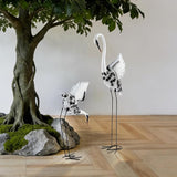 Metal Crane Garden Statues Set of 2, 53" & 35" Large Outdoor Crane Decor, Standing Bird Yard Art for Patio Lawn Backyard Pond Landscape