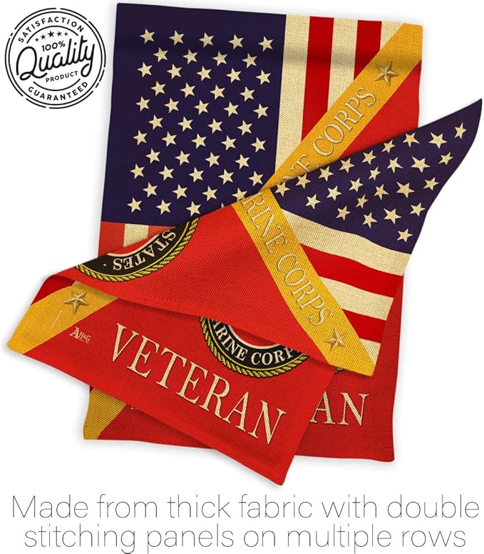 Home of Marine Corps Burlap Garden Flag - Set Wall Holder Armed Forces USMC Semper Fi United State American Military Veteran Retire Official - House Banner Small Yard Gift Double-Sided 13 X 18.5, thick burlap