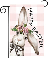 Happy Easter Garden Flags 12x18 Inch Vertical Double Sided Outside, Easter Bunny Rabbit Yard Flag Decor, Spring Summer Holiday Outdoor Seasonal Decorations for Home