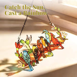 Huray Rayho Stained Glass Sun Catcher Birds On Branch for Indoor Window Hanging, Hand-Painted and Double Side with Gift Packaging, Hummingbird Gifts for Bird Lovers Mom Grandma, Bird Decor Ornament