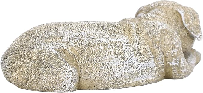 Hapivida Dog Garden Statue, 5.5in Mini Puppy Garden Memorial Stone Sleeping Dog Statue Decor Outdoor Resin Realistics Sculptures Gift Brown