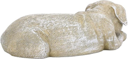 Hapivida Dog Garden Statue, 5.5in Mini Puppy Garden Memorial Stone Sleeping Dog Statue Decor Outdoor Resin Realistics Sculptures Gift Brown