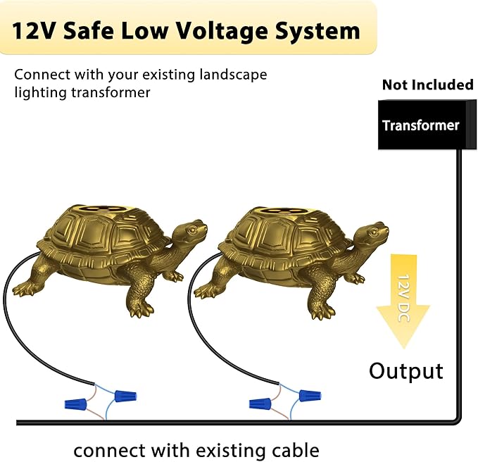 Brass Pond Light LED Underwater, 6W 12V Low Voltage Turtle Underwater Ponds Light 2700K with Cable, IP68 Waterproof Pond Lights for Outdoor Ponds Fountain Waterfall Water Feature, 2 Pack