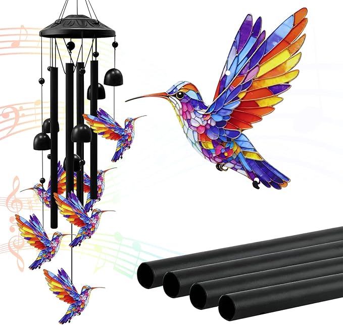 Hummingbird Wind Chimes for Outside,Metal Windchimes,Hummingbird Gifts for Women/Men,Durable Wind Chime Garden Decor Outdoor,Memorial/Housewarming/Birthday/Festival Gifts,Front Yard Decor