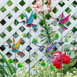Decorative Garden Stakes,4 Pack Hummingbird Garden Decor for Outside,Metal Yard Art Spring Decor for Outdoor Porch Lawn Pathway