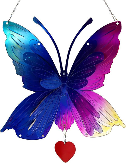 Butterfly Gifts for Women Mom Grandma,Stainless Steel Butterfly Outdoor Statues for Yard Art Ornaments Window Porch Patio Home House Wall Decorations - Birthday Gift for Mother's Day Christmas
