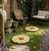 Landoraloria Cement Flower Stepping Stone 10” Daisy Garden Path Stone for Yard & Walkway Handcrafted Non-Slip Outdoor Patio Decor Weather-Resistant Cement Stone (Purple)