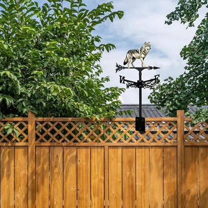 Colorful Wild Wolf Weather Vane Metal Craft Rooftop Weathervane Iron Wind Direction Indicator Garden Statue Yard Decor Lawn Ornament (b) C