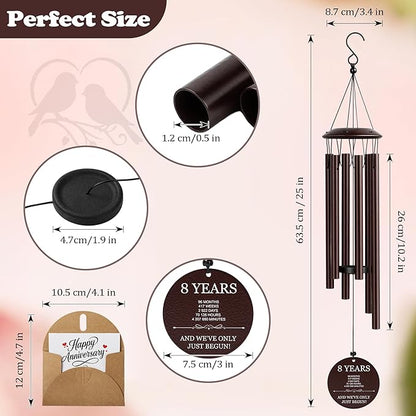 Bronze Anniversary 8 Year Gifts – Bronze Wind Chimes – 8th Anniversary Romantic Gifts for Him, Her, Men, Women, Couples