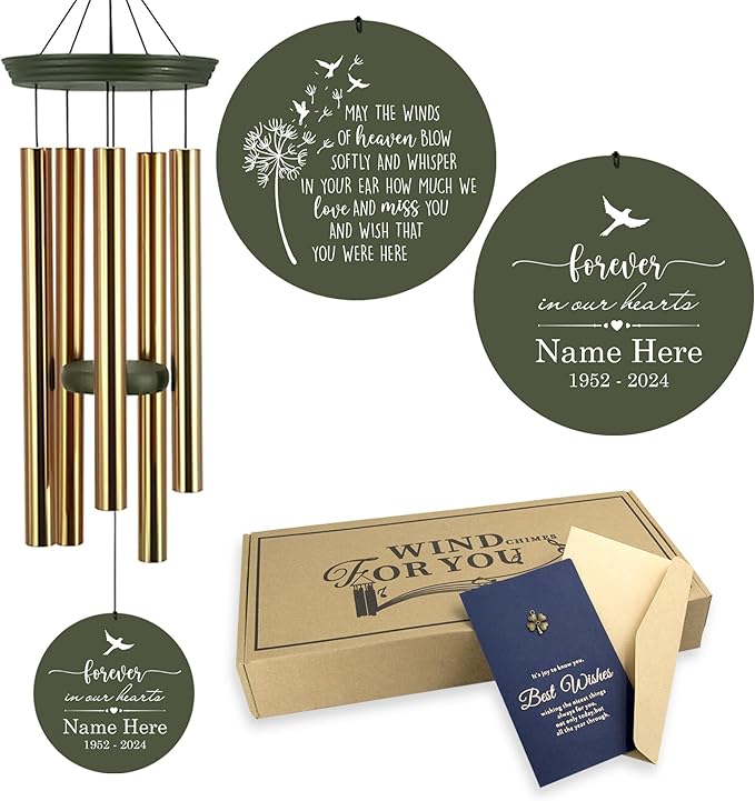 Personalized 30/36 inch Wind Chimes Memorial, Deep Tone Memorial Wind Chimes for Loss of Loved One/Mom/Dad, Sympathy Gifts for Bereavement(Produced in USA)