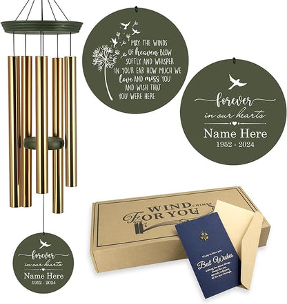 Personalized 30/36 inch Wind Chimes Memorial, Deep Tone Memorial Wind Chimes for Loss of Loved One/Mom/Dad, Sympathy Gifts for Bereavement(Produced in USA)