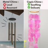 Solange & Frances Pink Capiz Shells Wind Chimes. Spring Decor Wind Chimes for Outside Garden Decor. Unique Birthday Gifts for Women, Gift for Women Ideas
