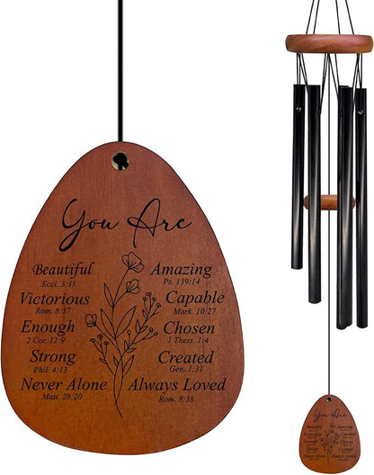 Christian Gifts for Women Wind Chimes, Faith Based Gift Wind Chimes for Outside, Religious Inspirational Spiritual Gifts for Women Faith Girls Friends, You are Beautiful Chime 26" Inches
