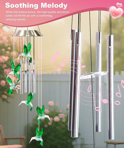 Nacome Wind Chimes for Outside: Tubes Memorial Wind Bell Mother's Day Birthday Gifts for Mom Women Grandma Her - Yard Garden Indoor Outdoor Decor (Hummingbird)