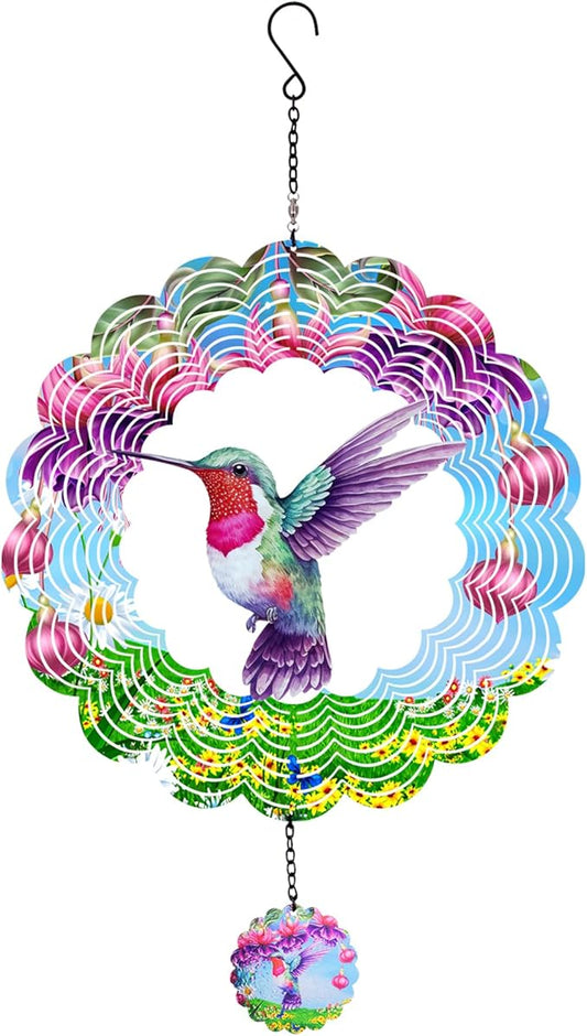 Hummingbirds Wind Spinners,Hanging Decor,Outdoor Garden,Wind Chimes for Outside, Spinners Decor,Ornaments Kinetic Yard Art, Unique Gifts for Women, Mother's Day Decorations