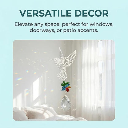 Sun Catcher Crystal Hummingbird,Indoor Window Suncatcher, Hanging Crystal Decor Creates Rainbows, Hummingbird Wall Art, Bird Deterrent Garden Gift.