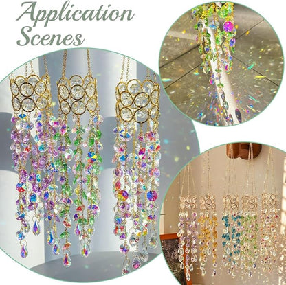 17.9In Crystal Suncatcher Glass Wind Chimes Style Rainbow Maker Suncatcher Prism Crystal Octagonal Bead Chains Windchime for Window Hanging Ornament Home Garden Decor Indoor Outdoor Office