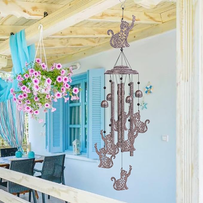 YHmall Wind Chimes for Outside, 35" Memorial Windchimes Outdoors Cat Gifts for Women, Mom, Patio Porch Garden Decor