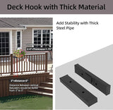 Deck Hook Railing Mount - Heavy Duty Metal Shepherds Hook Bracket for Outdoor Plant Hanger, Bird Feeder Hanger, Plant Hooks, Flower Baskets, Lanterns - 360° Rotating Pole, Extended Arm